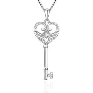 Angel Wings Key S925 Sterling Silver Cool Necklace